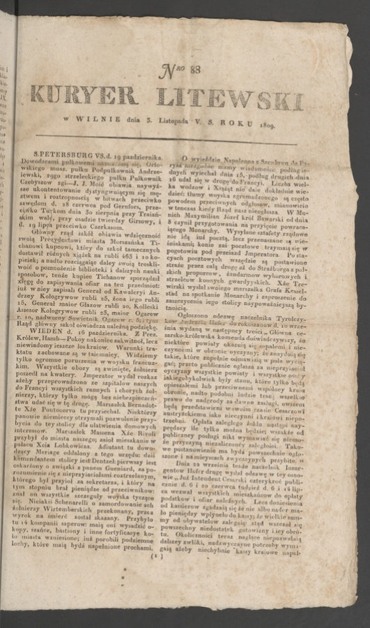 Kuryer Litewski. 1809, numero 88