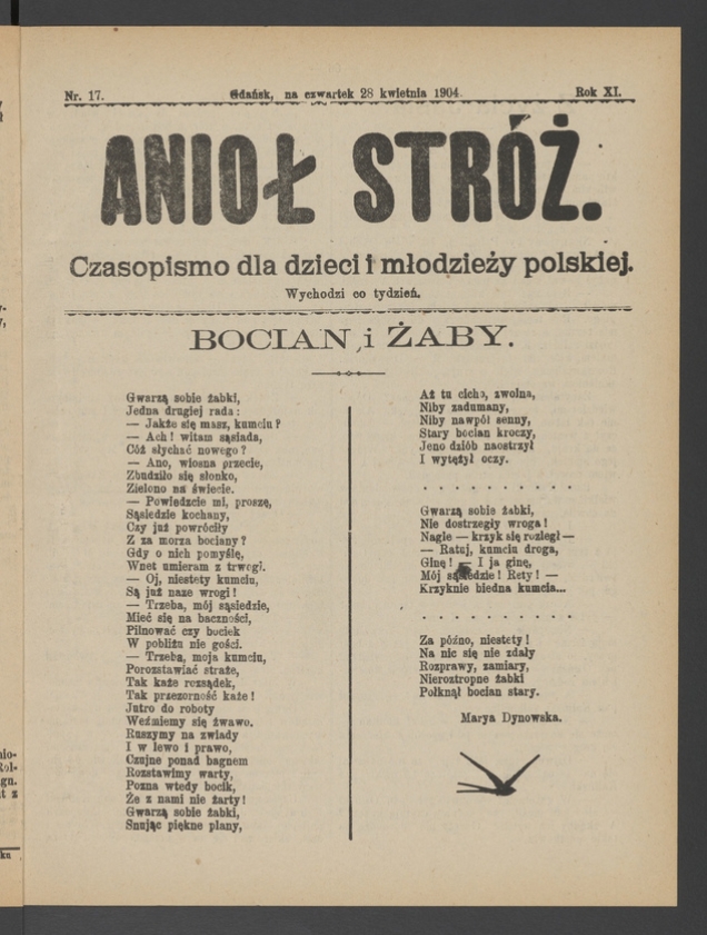 Anioł Str&oacute;ż&nbsp;: czasopismo dla&nbsp;dzieci i&nbsp;młodzieży polskiej. Rok 12, 1904, numer&nbsp;17