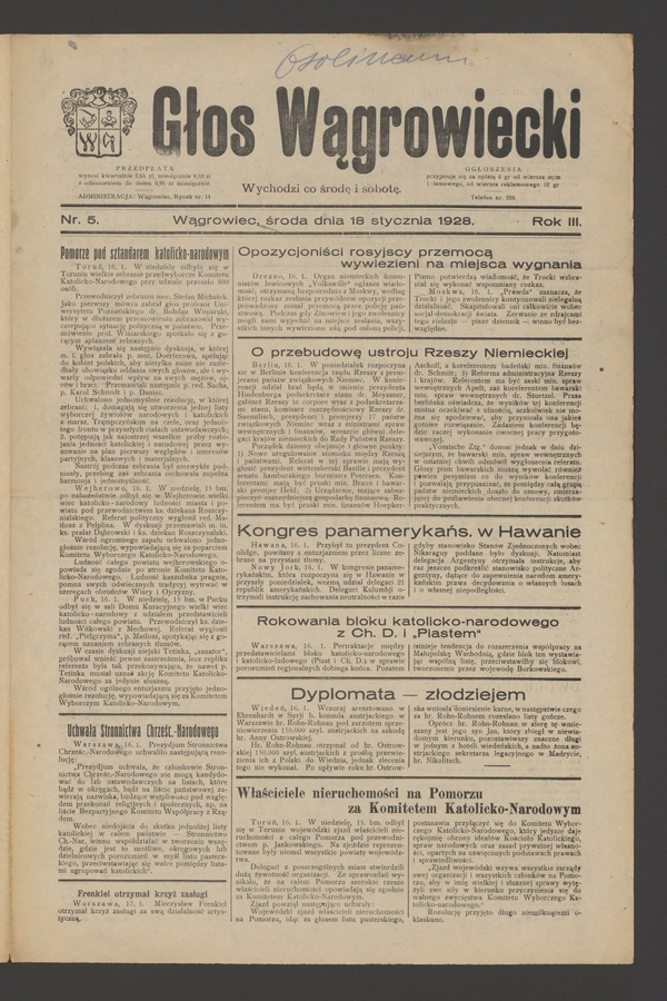 Głos Wągrowiecki. Rok 3, 1928, numer 5