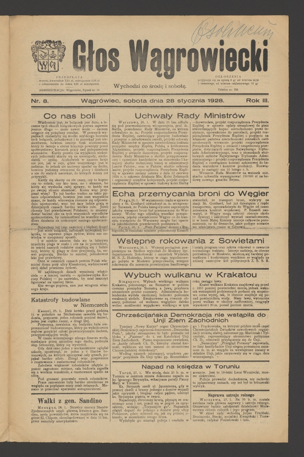 Głos Wągrowiecki. Rok 3, 1928, numer 8
