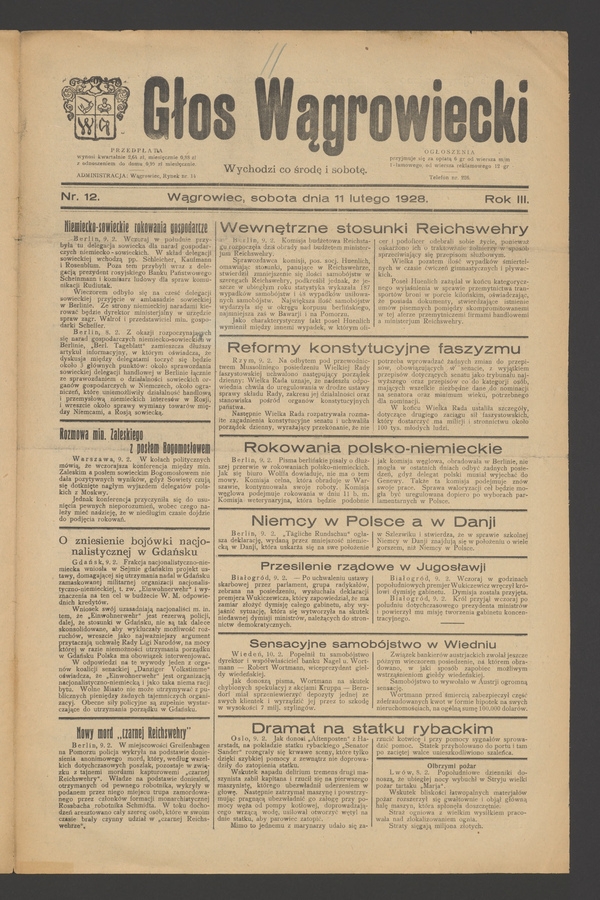 Głos Wągrowiecki. Rok 3, 1928, numer 12