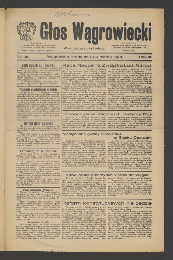 Głos Wągrowiecki. Rok 3, 1928, numer 25