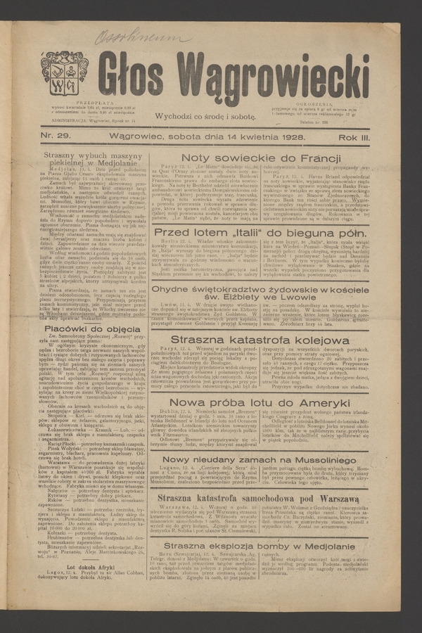 Głos Wągrowiecki. Rok 3, 1928, numer 29