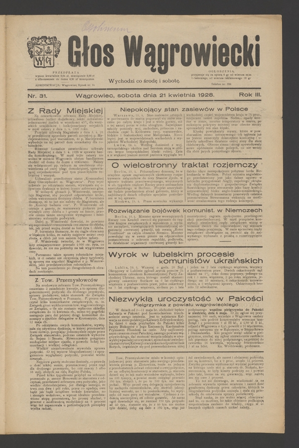Głos Wągrowiecki. Rok 3, 1928, numer 31
