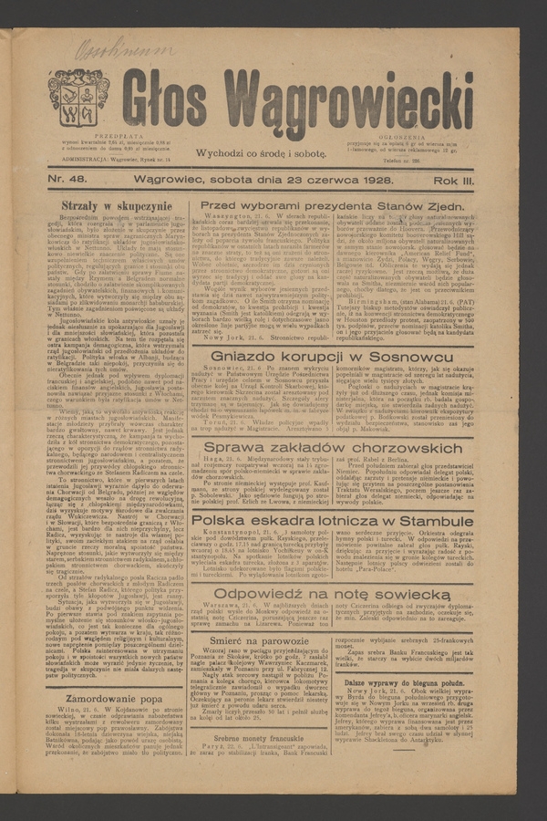 Głos Wągrowiecki. Rok 3, 1928, numer 48