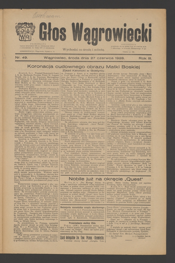 Głos Wągrowiecki. Rok 3, 1928, numer 49