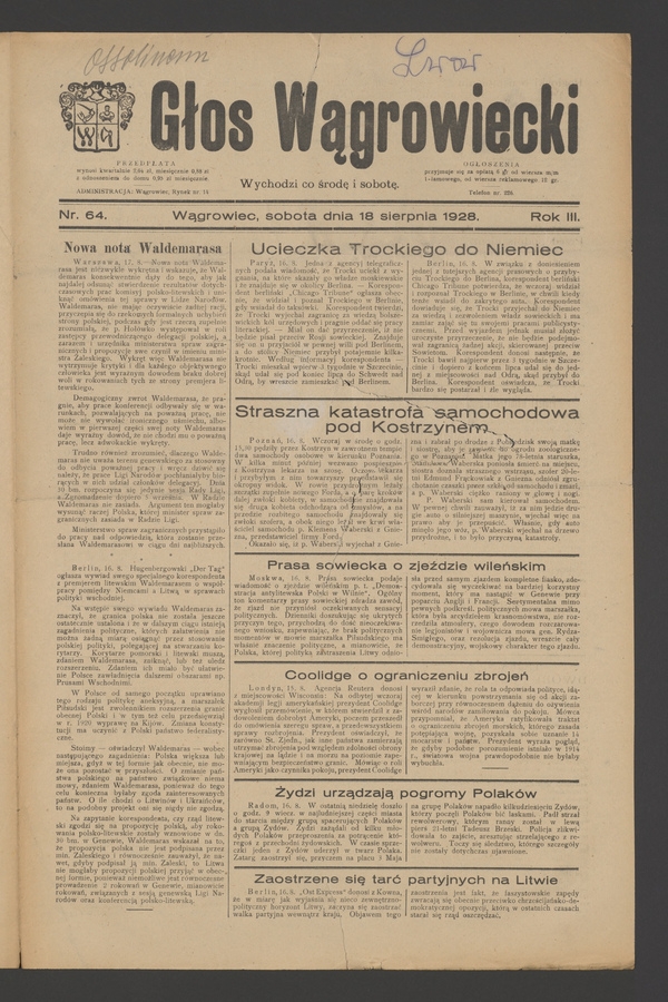 Głos Wągrowiecki. Rok 3, 1928, numer 64