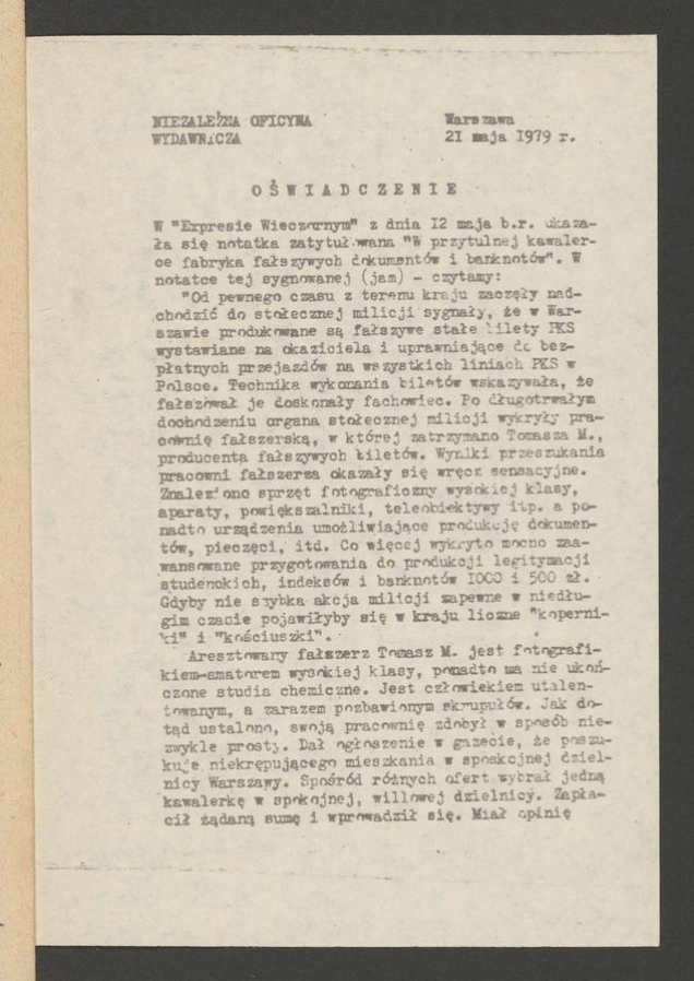 Oświadczenie w&nbsp;sprawie fałszerstw bilet&oacute;w PKS