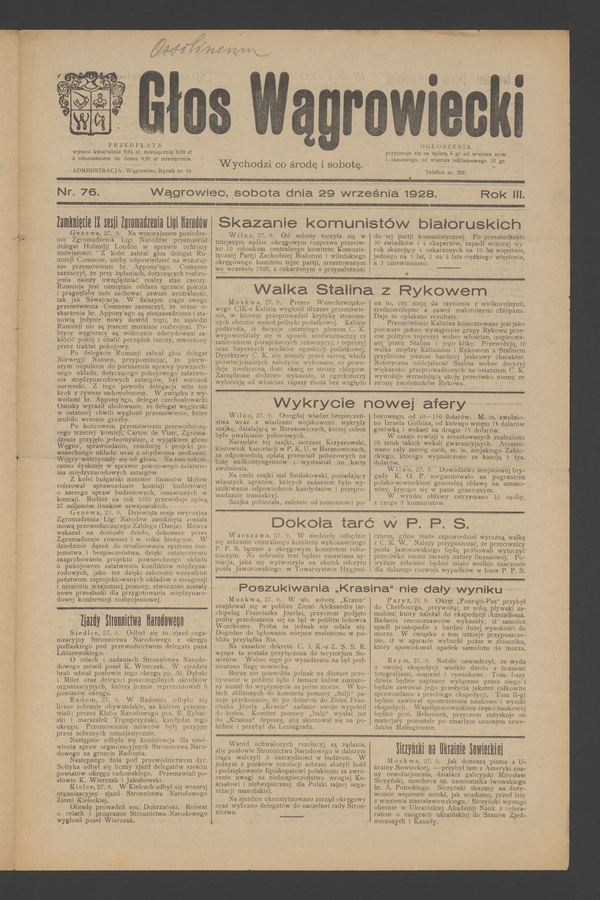 Głos Wągrowiecki. Rok 3, 1928, numer 76