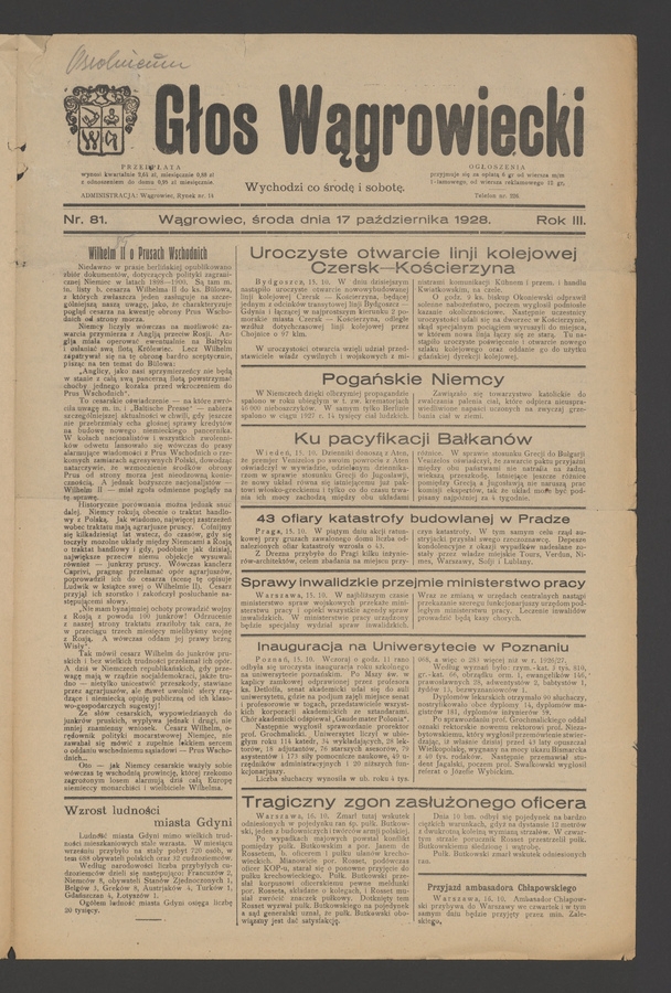 Głos Wągrowiecki. Rok 3, 1928, numer 81