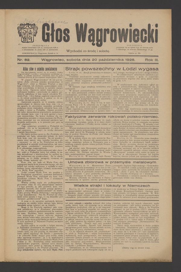Głos Wągrowiecki. Rok 3, 1928, numer 82