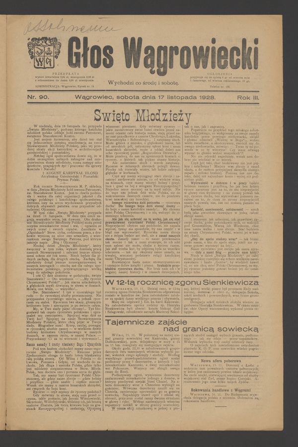 Głos Wągrowiecki. Rok 3, 1928, numer 90