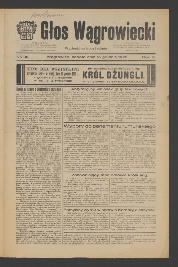 Głos Wągrowiecki. Rok 3, 1928, numer 98