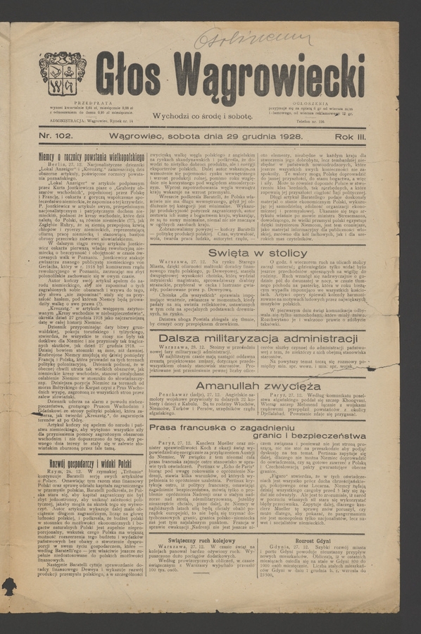 Głos Wągrowiecki. Rok 3, 1928, numer 102