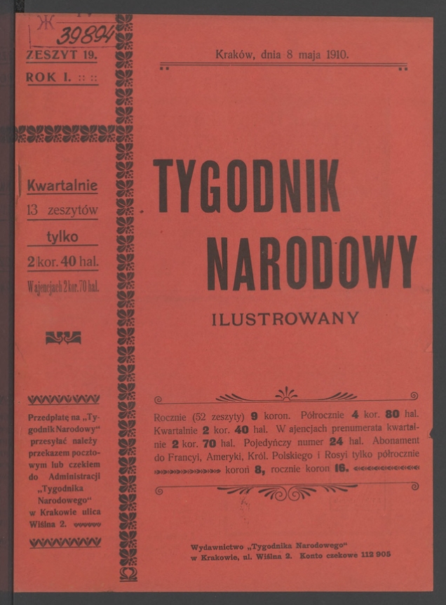 Tygodnik Narodowy Ilustrowany. Rok&nbsp;1, 1910, numer&nbsp;19