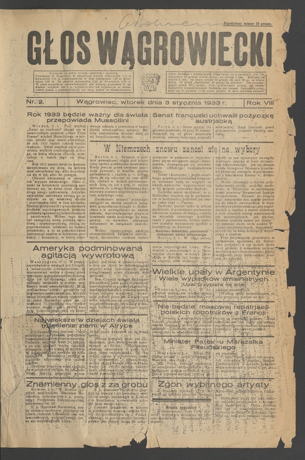Głos Wągrowiecki. Rok 8, 1933, numer 2