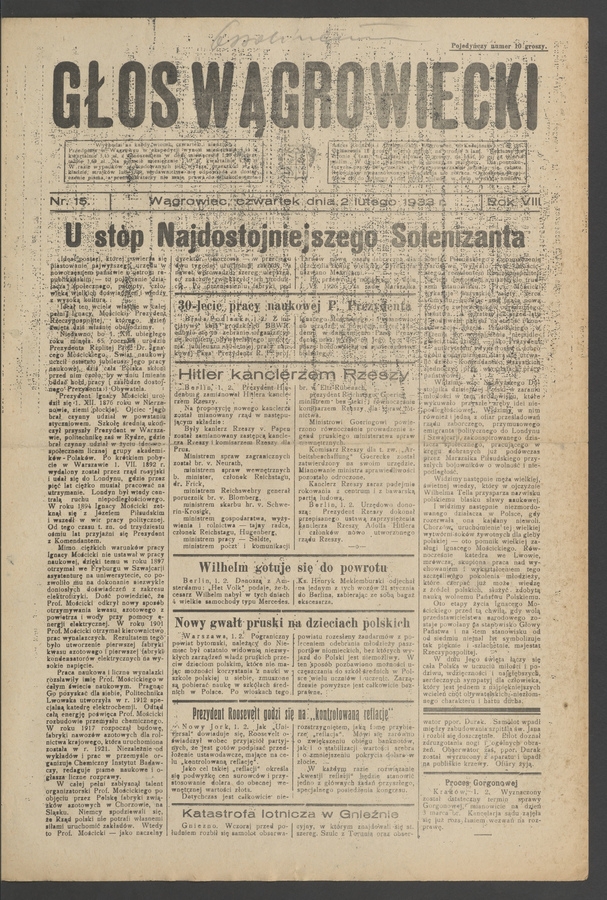 Głos Wągrowiecki. Rok 8, 1933, numer 15