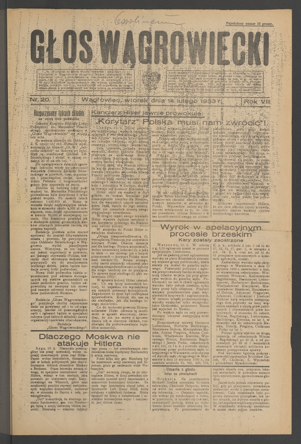 Głos Wągrowiecki. Rok 8, 1933, numer 20