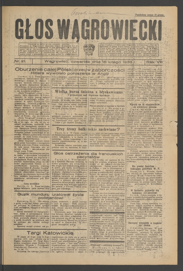 Głos Wągrowiecki. Rok 8, 1933, numer 21