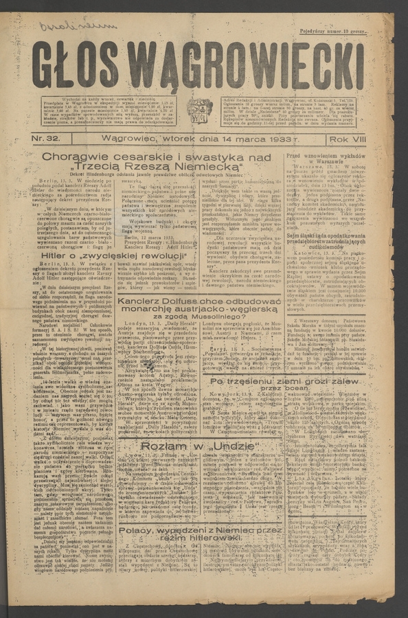 Głos Wągrowiecki. Rok 8, 1933, numer 32