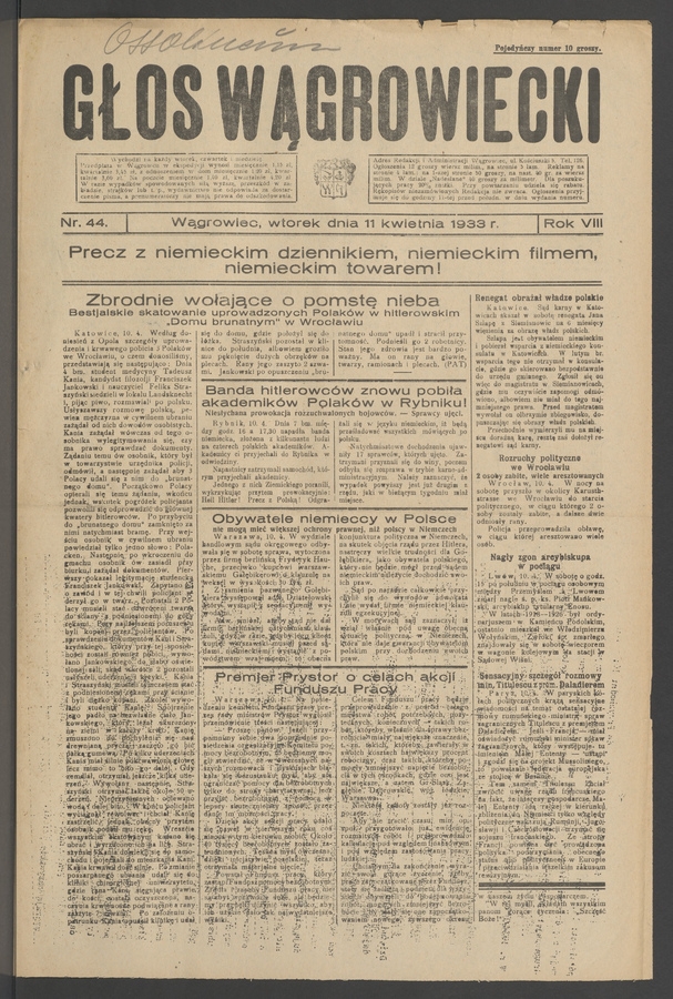 Głos Wągrowiecki. Rok 8, 1933, numer 44
