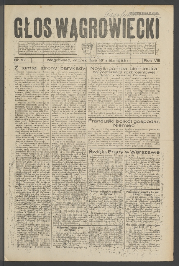 Głos Wągrowiecki. Rok 8, 1933, numer 57