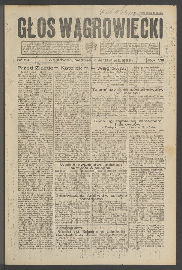 Głos Wągrowiecki. Rok 8, 1933, numer 59