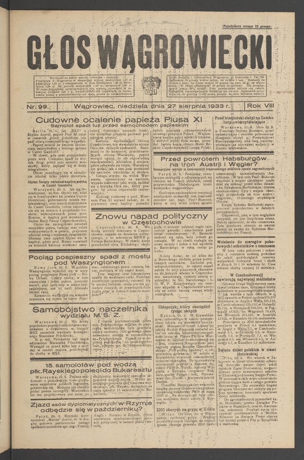 Głos Wągrowiecki. Rok 8, 1933, numer 99