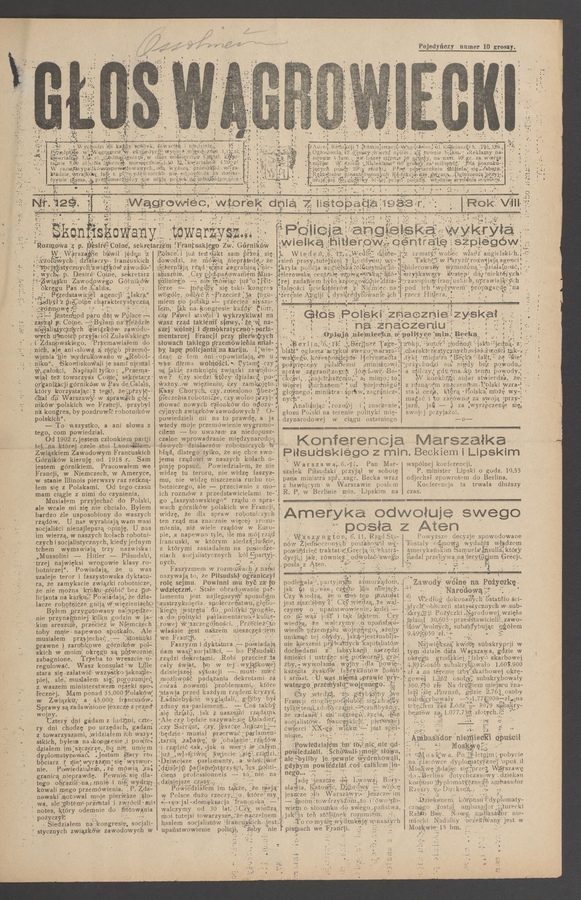 Głos Wągrowiecki. Rok 8, 1933, numer 129