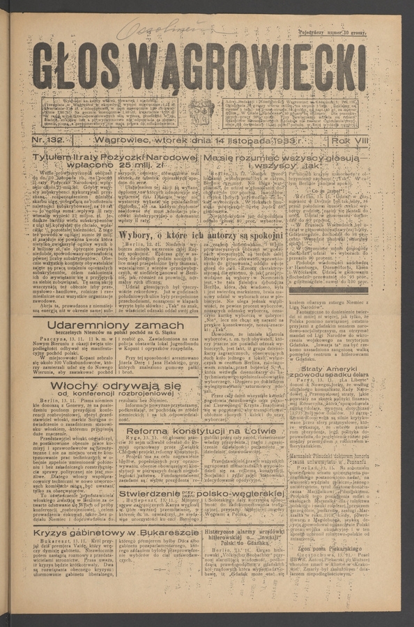 Głos Wągrowiecki. Rok 8, 1933, numer 132