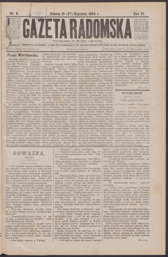 Gazeta Radomska. Rok&nbsp;11, 1894, numer&nbsp;8