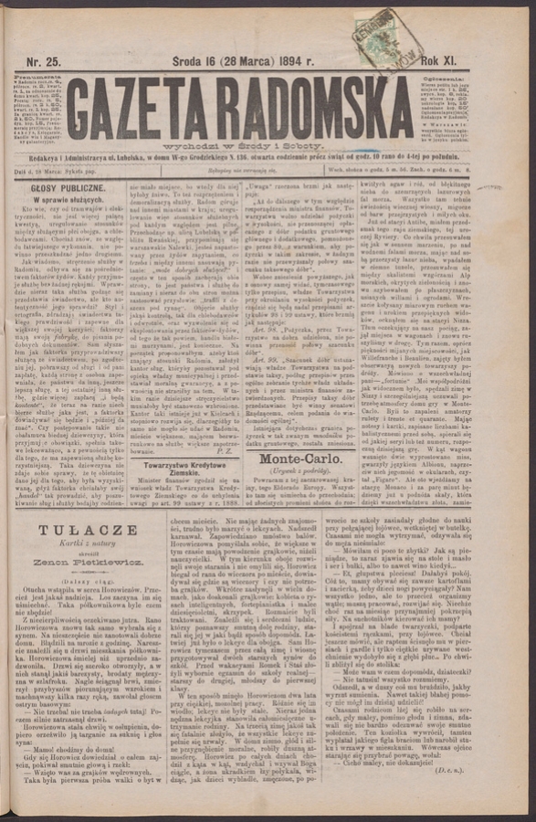 Gazeta Radomska. Rok&nbsp;11, 1894, numer&nbsp;25