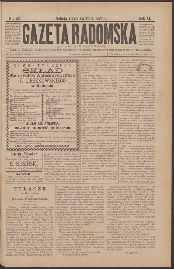 Gazeta Radomska. Rok&nbsp;11, 1894, numer&nbsp;32