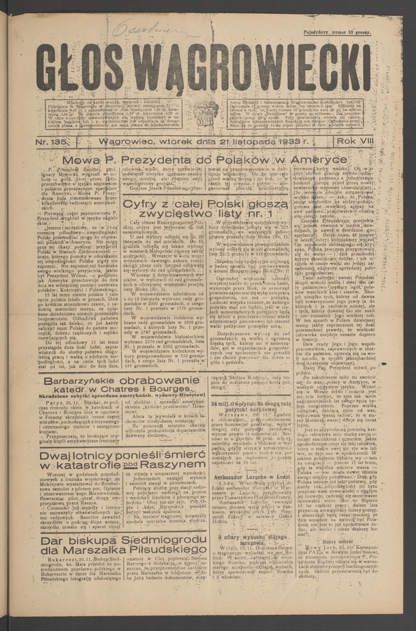Głos Wągrowiecki. Rok 8, 1933, numer 135