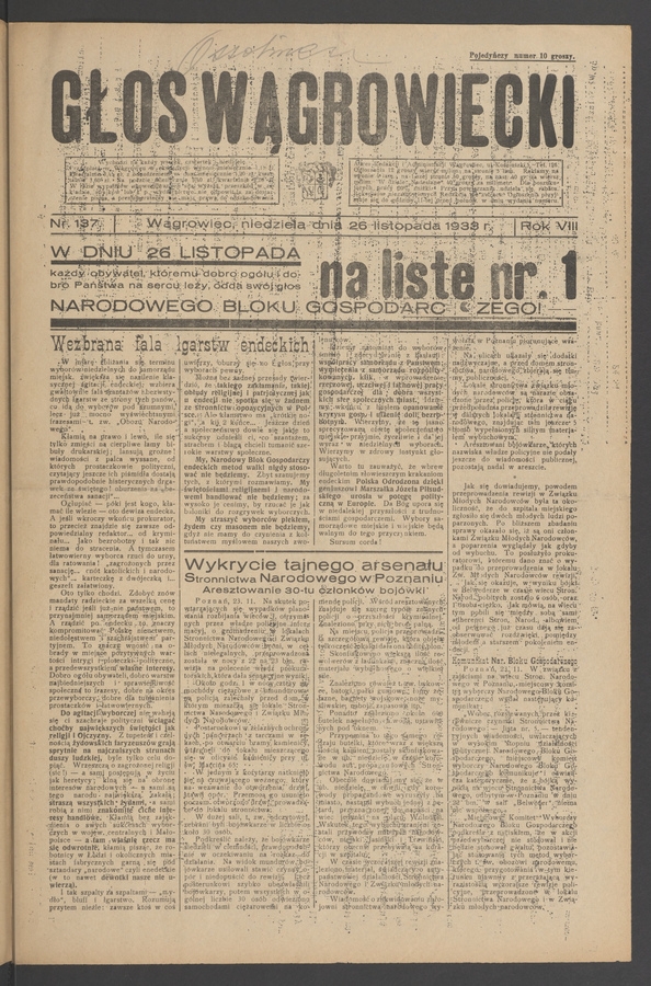 Głos Wągrowiecki. Rok 8, 1933, numer 137