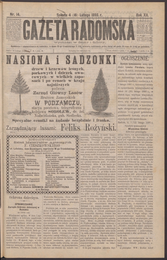 Gazeta Radomska. Rok&nbsp;12, 1895, numer&nbsp;14