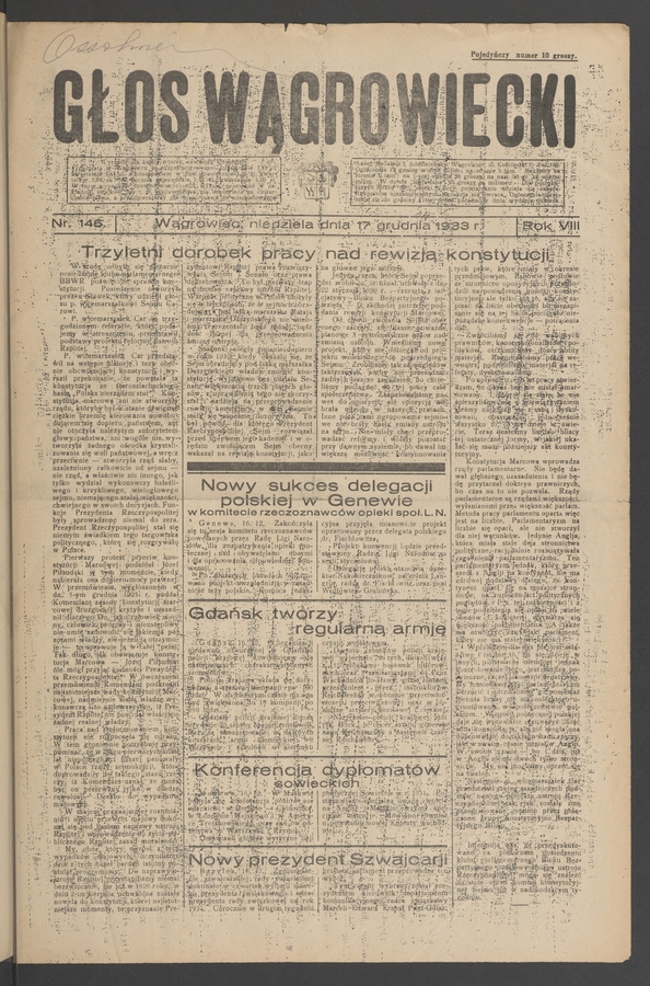 Głos Wągrowiecki. Rok 8, 1933, numer 146
