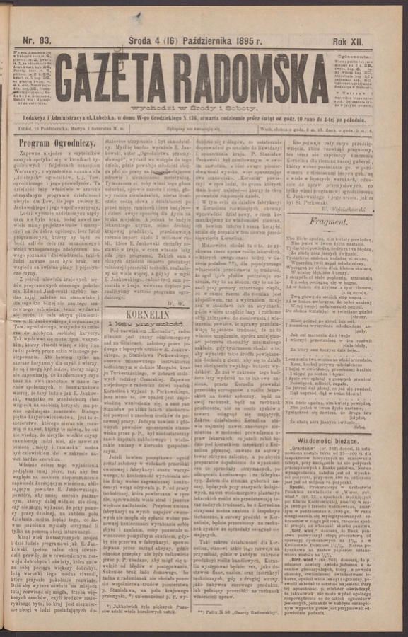 Gazeta Radomska. Rok&nbsp;12, 1895, numer&nbsp;83