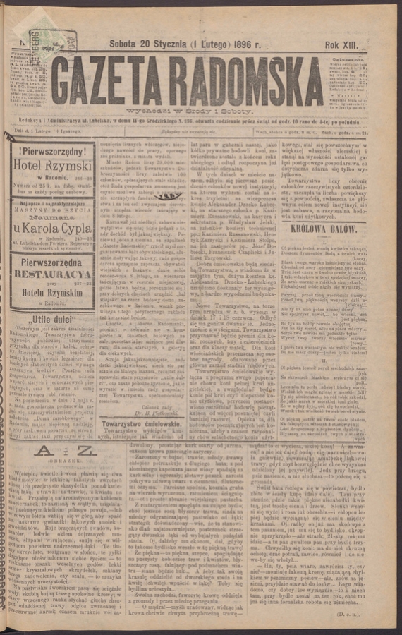 Gazeta Radomska. Rok&nbsp;13, 1896, numer&nbsp;10