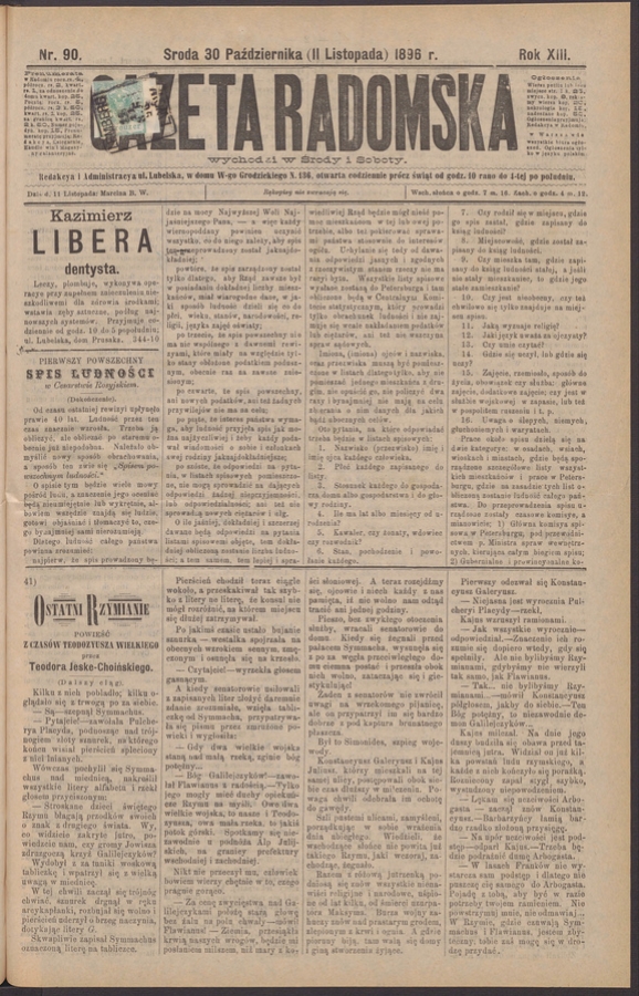 Gazeta Radomska. Rok&nbsp;13, 1896, numer&nbsp;90