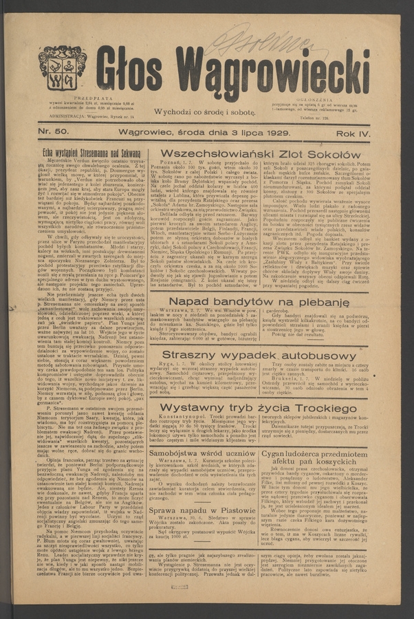 Głos Wągrowiecki. Rok&nbsp;4, 1929, numer&nbsp;50