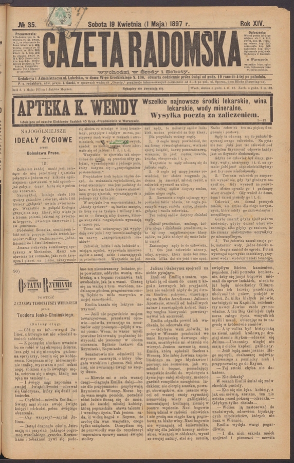 Gazeta Radomska. Rok&nbsp;14, 1897, numero&nbsp;35