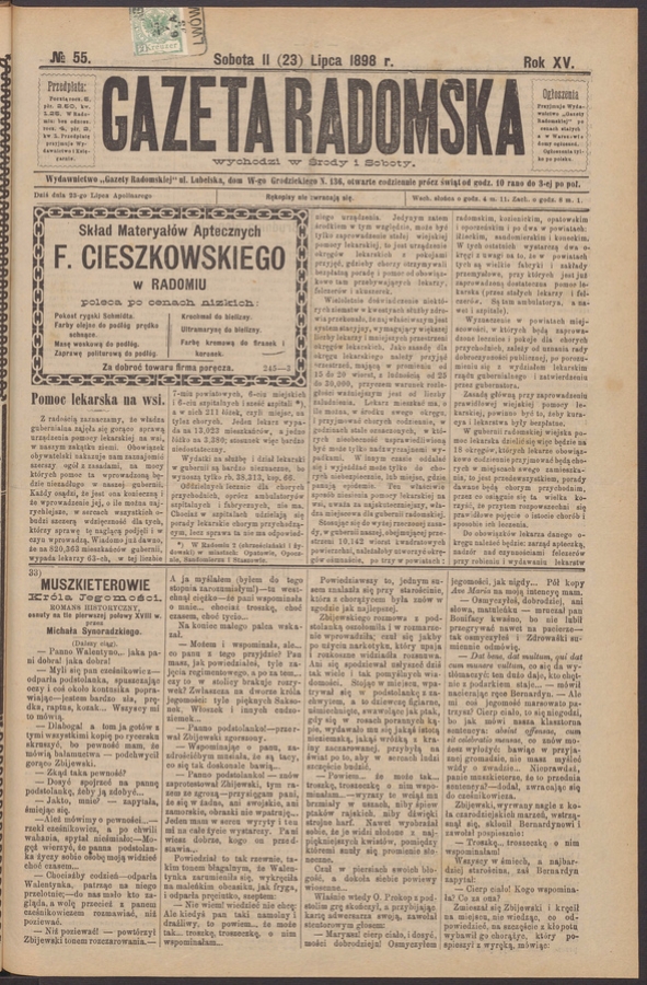 Gazeta Radomska. Rok&nbsp;15, 1898, numero&nbsp;55