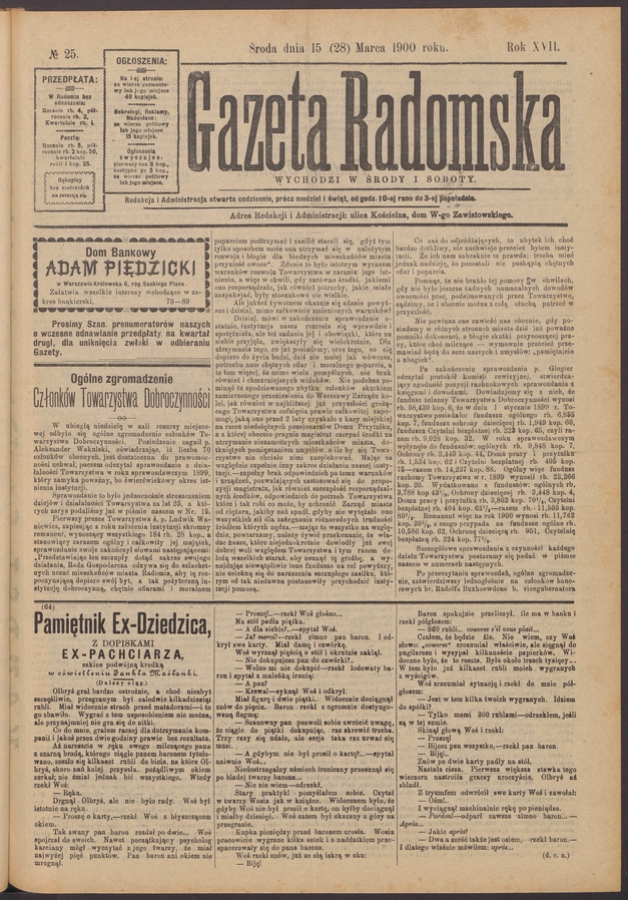 Gazeta Radomska. Rok&nbsp;17, 1900, numero&nbsp;25