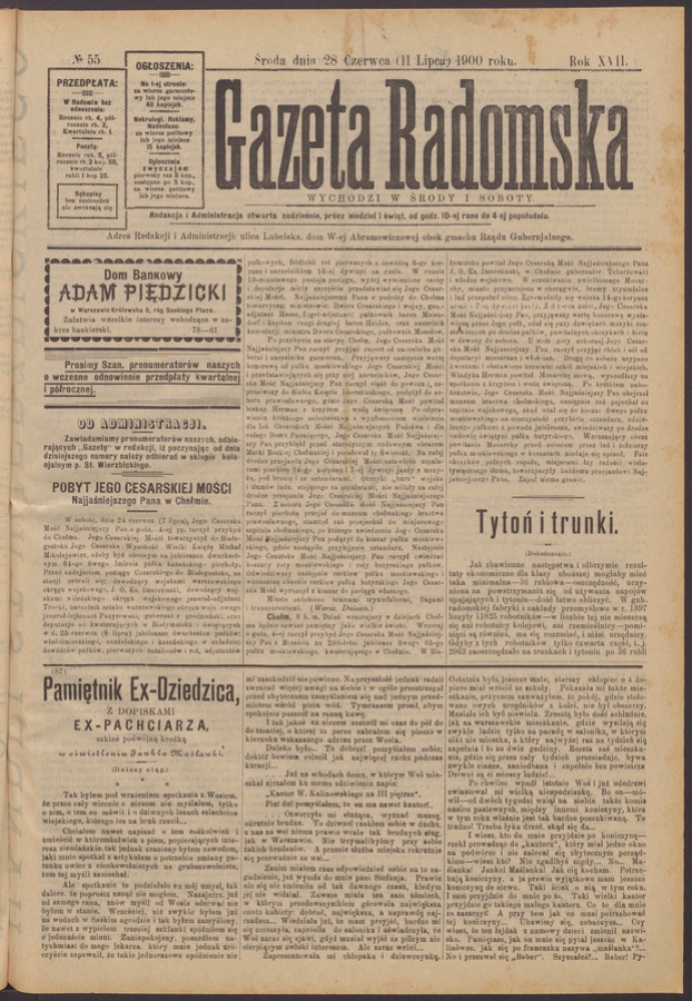 Gazeta Radomska. Rok&nbsp;17, 1900, numero&nbsp;55