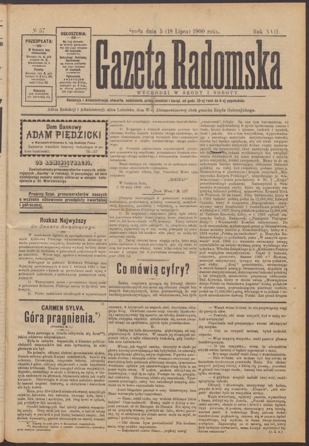 Gazeta Radomska. Rok&nbsp;17, 1900, numero&nbsp;57