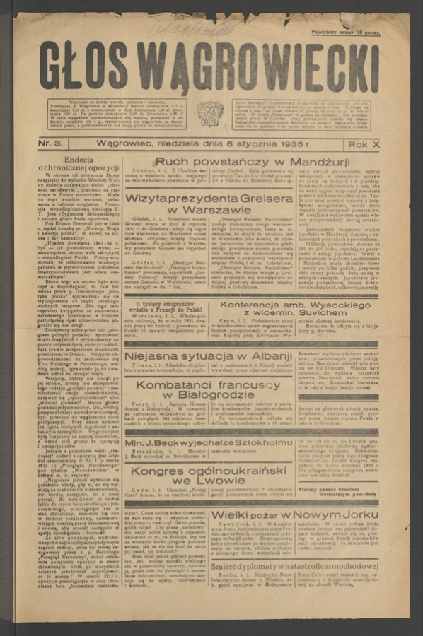 Głos Wągrowiecki. Rok&nbsp;10, 1935, numer&nbsp;3