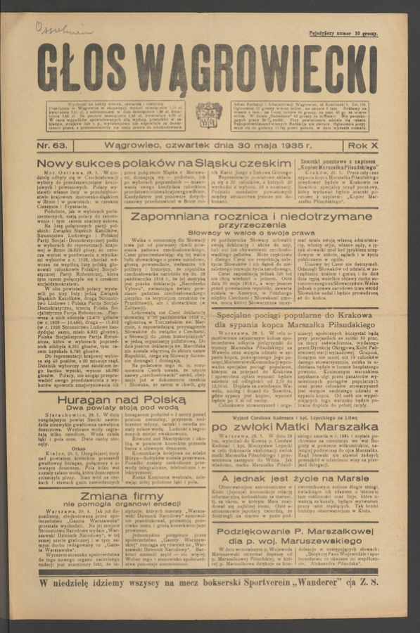 Głos Wągrowiecki. Rok&nbsp;10, 1935, numer&nbsp;63