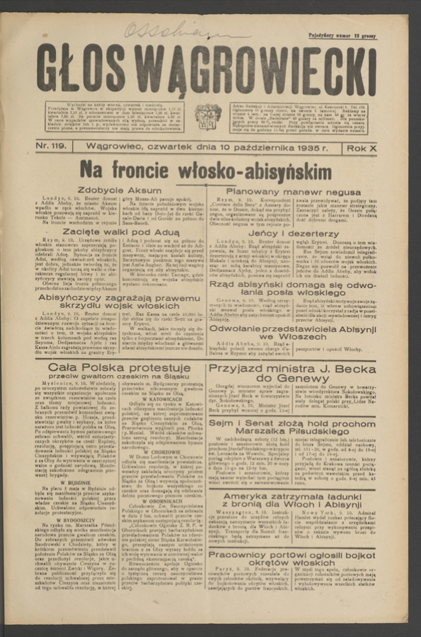 Głos Wągrowiecki. Rok&nbsp;10, 1935, numer&nbsp;119